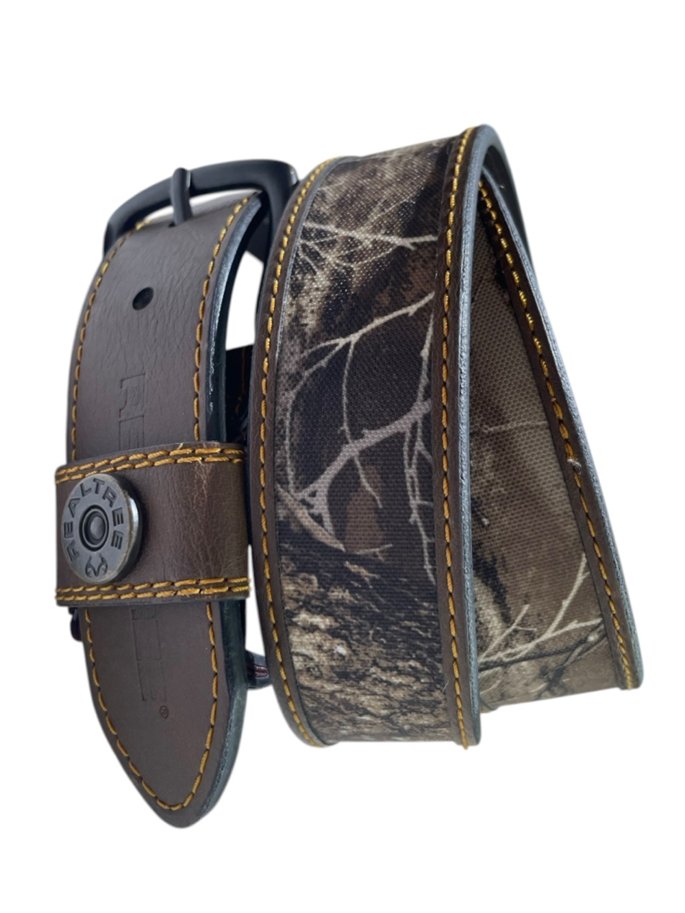 REALTREE Men's Comfort Stretch Stitched Belt Camouflage 2XL Brown Leather COMO